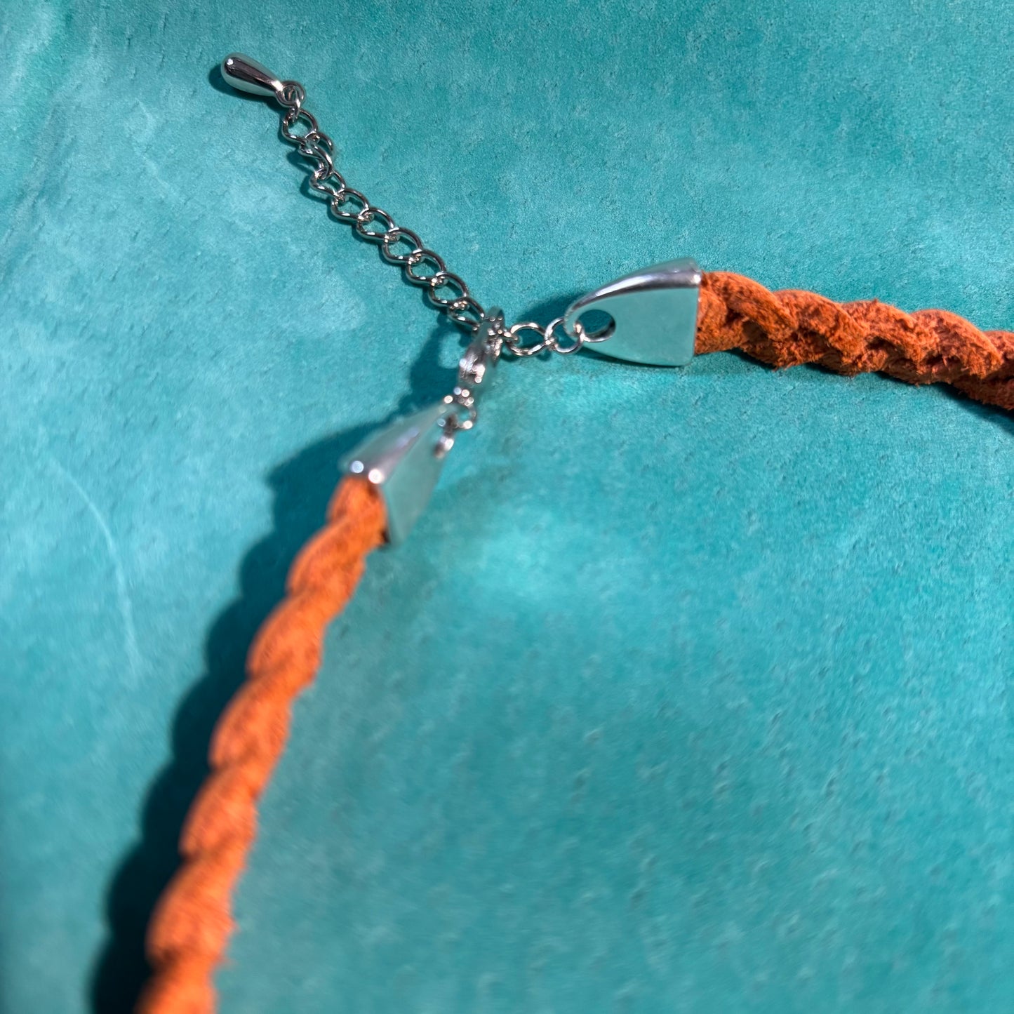 white agate moon on arizona suede braid in burnt orange