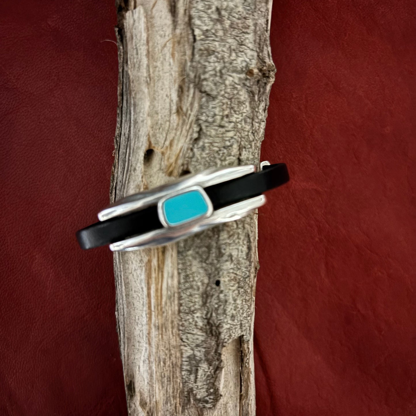 women's leather bracelet with turquoise epoxy slider